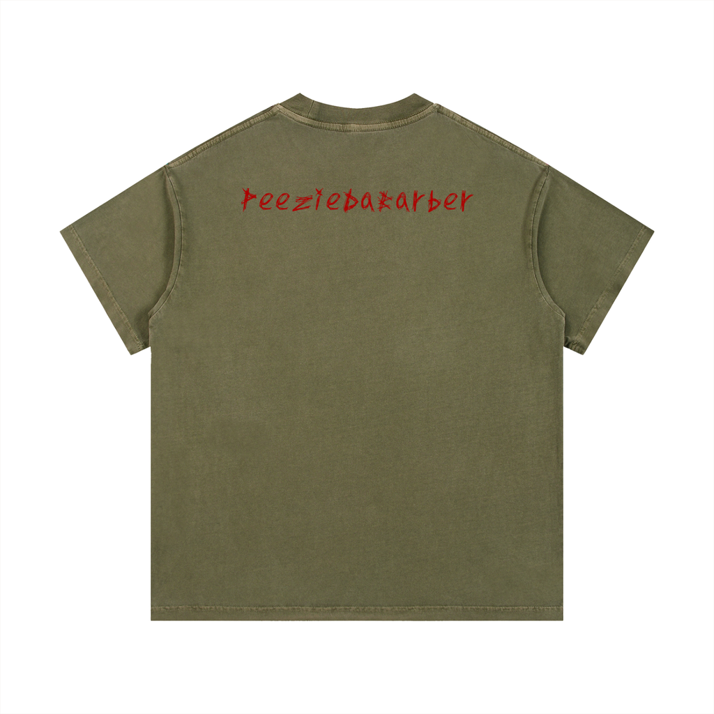 "PeezieDaBarber"Vintage Wash Cotton T-Shirt