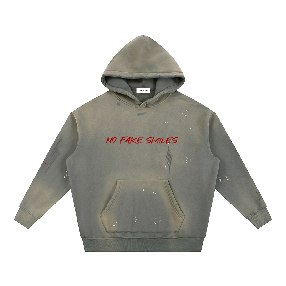 Vintage Washed Frayed "Droopy"Fleece Hoodie