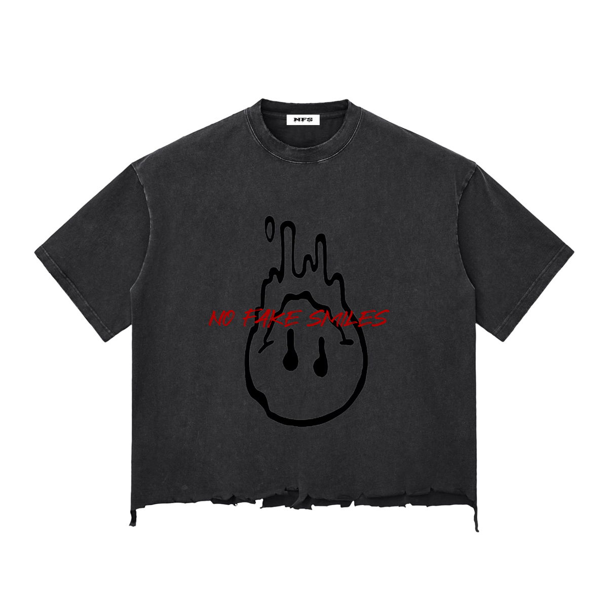 Snow Wash Raw-Hem Boxy"Droopy" T-shirt
