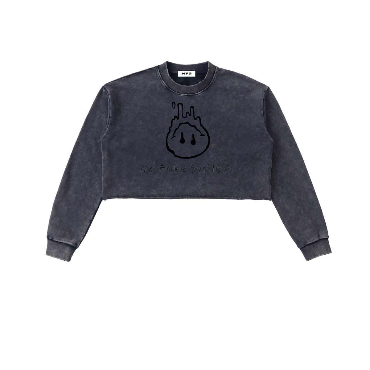 Snow Washed "Droopy" Cropped Sweatshirt