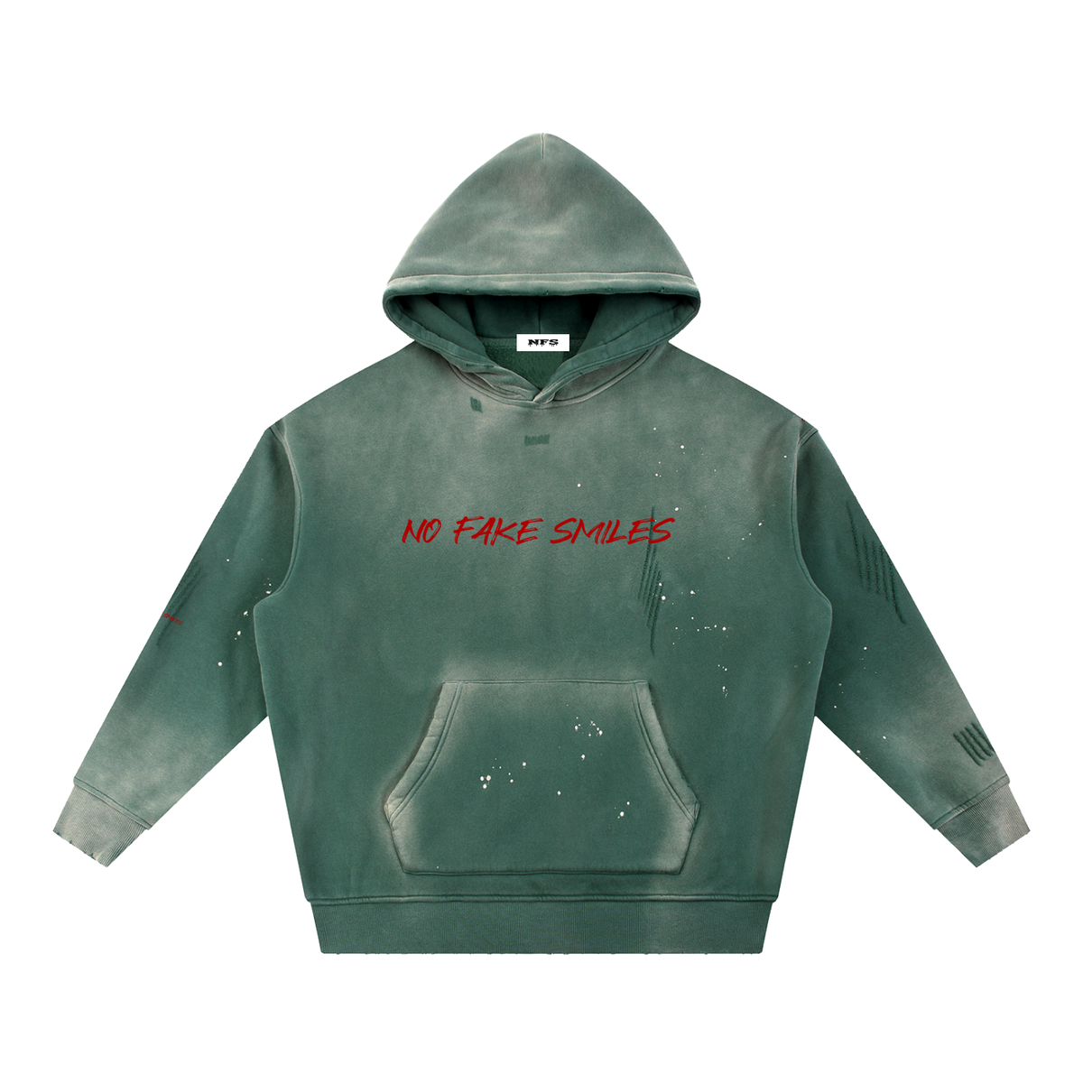 Vintage Washed Frayed "Droopy"Fleece Hoodie