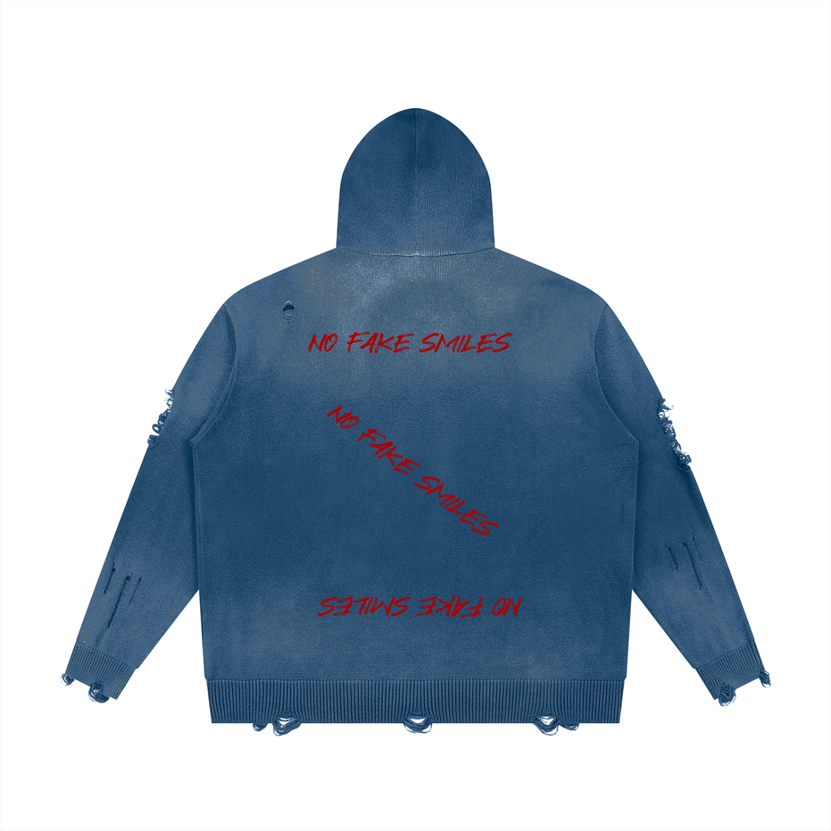 Unisex Distressed Full"Mystery Zip" Sweater