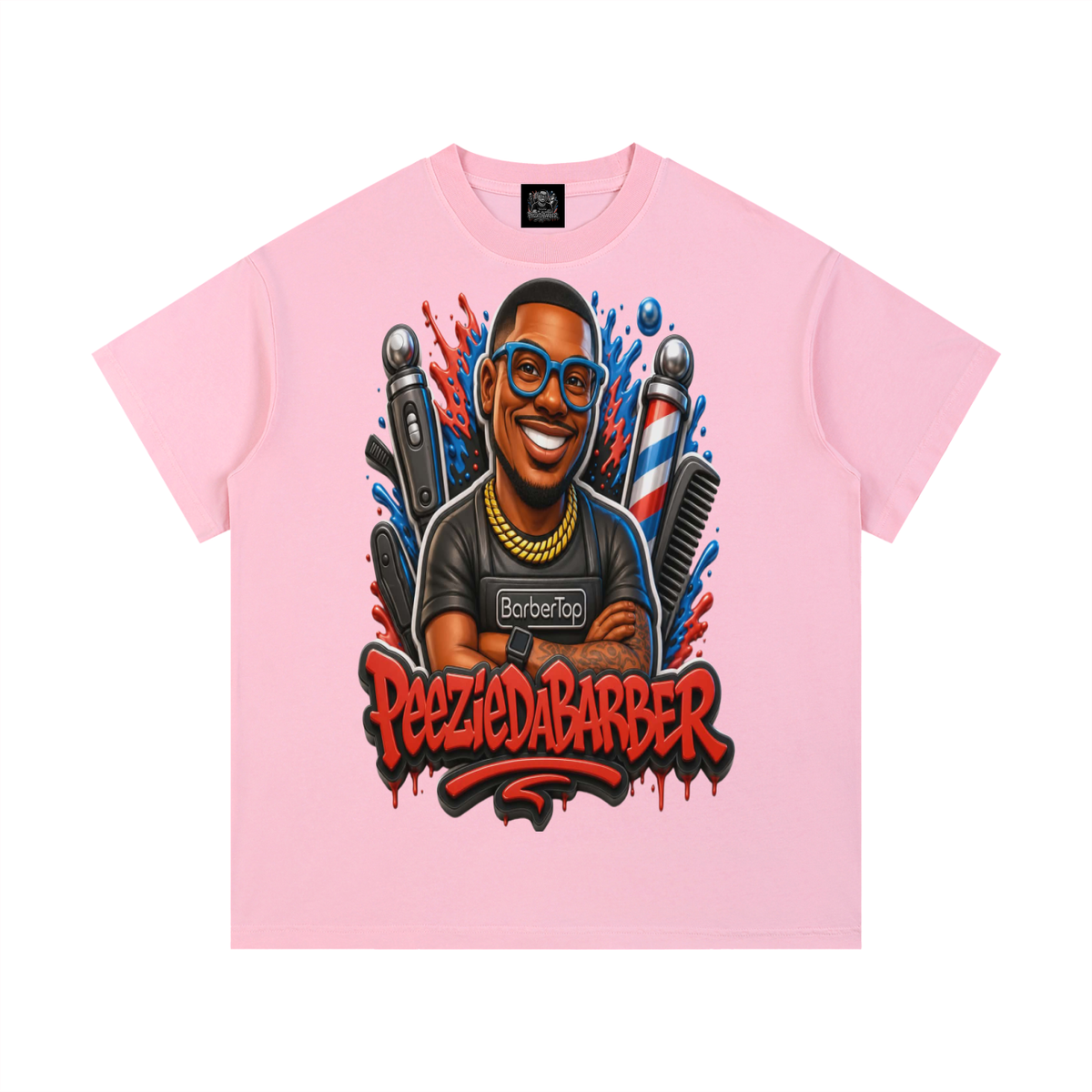 "PeezieDaBarber"Vintage Wash Cotton T-Shirt