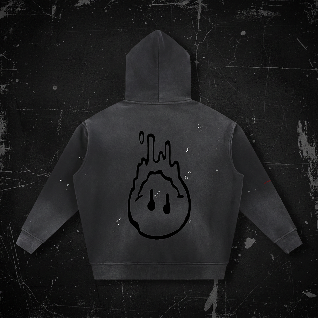 Vintage Washed Frayed "Droopy"Fleece Hoodie