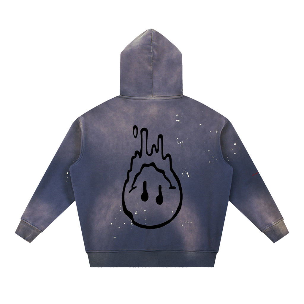 Vintage Washed Frayed "Droopy"Fleece Hoodie
