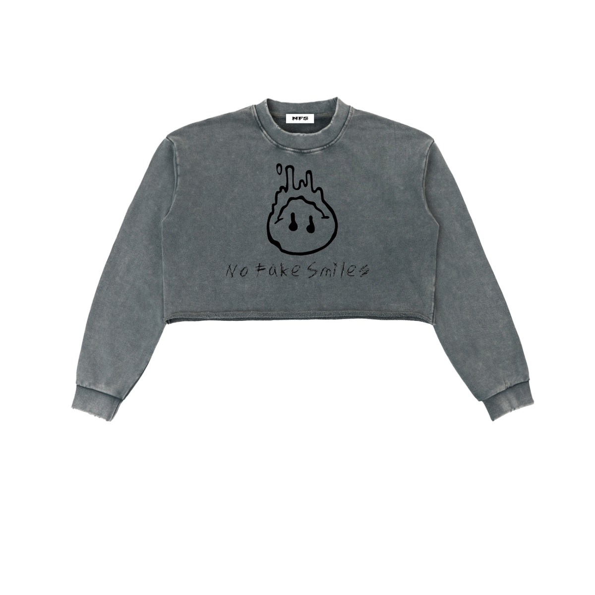 Snow Washed "Droopy" Cropped Sweatshirt