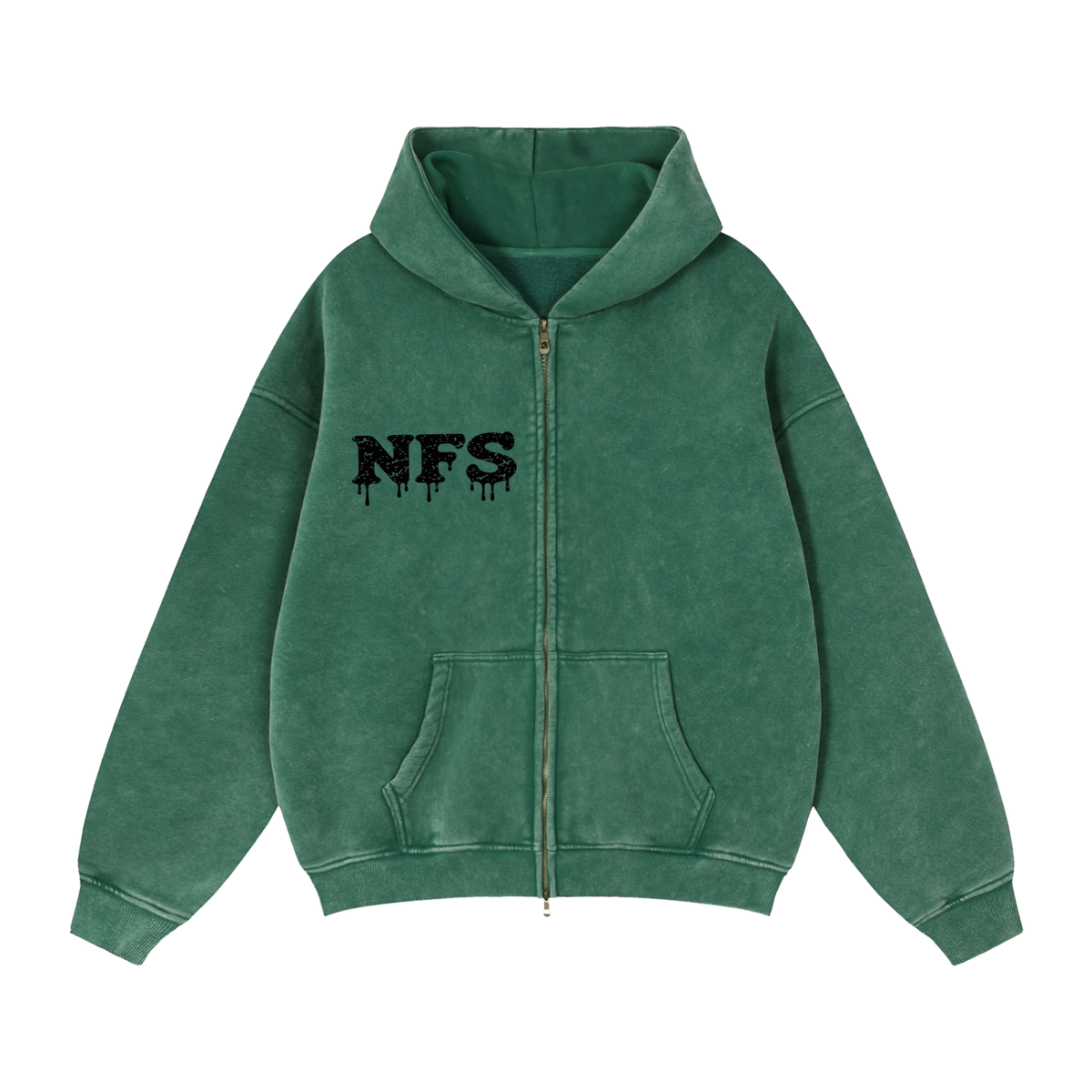 Zip-Through Boxy Fleece Hoodie