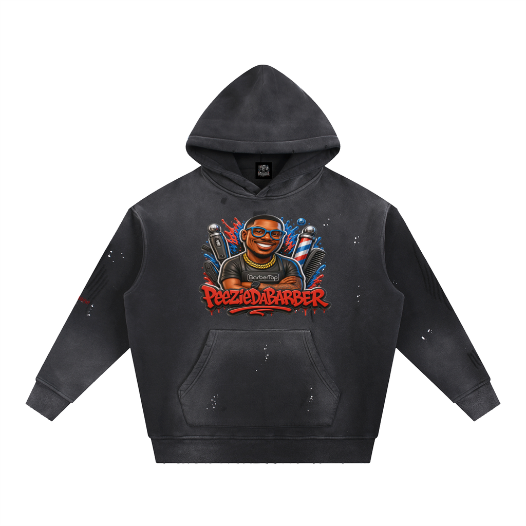 Vintage Washed Frayed Fleece Hoodie