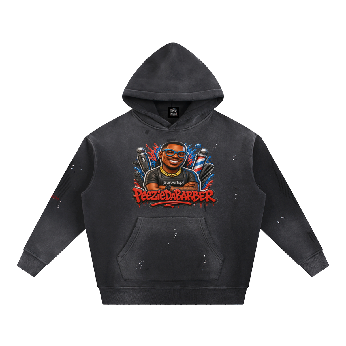 Vintage Washed Frayed Fleece Hoodie