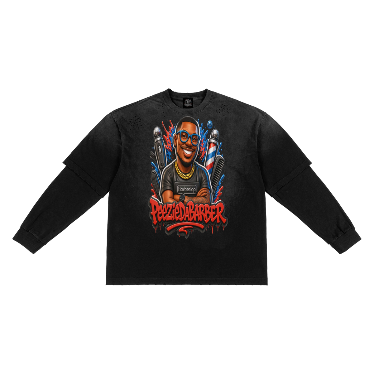 Sunfade Hand-Frayed Faux Two-Piece T-Shirt