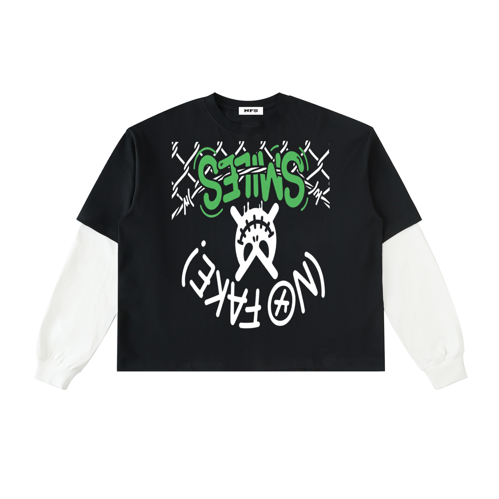 Layered "Alt Logo" Sleeve Cotton T-Shirt