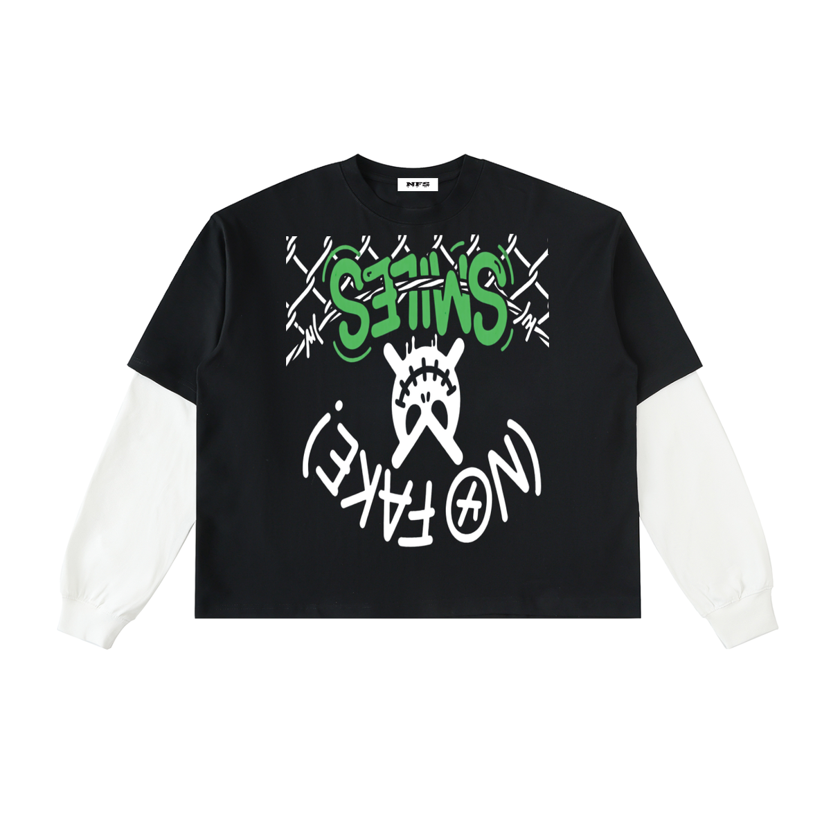Layered "Alt Logo" Sleeve Cotton T-Shirt