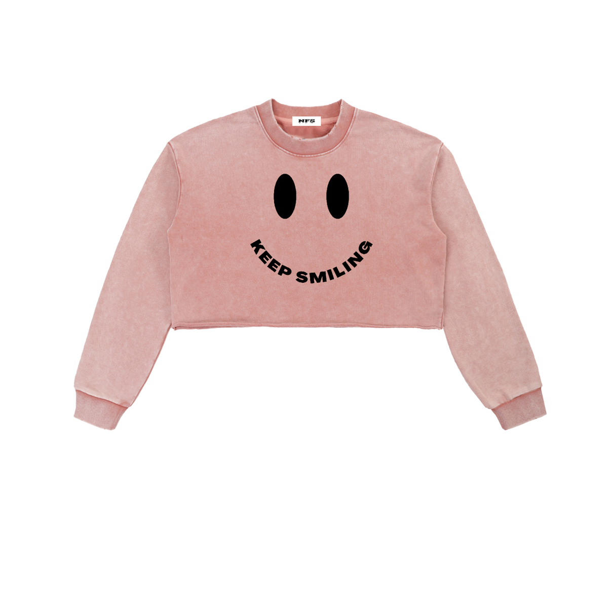 Snow Washed"Keep Smiling "Cropped Sweatshirt
