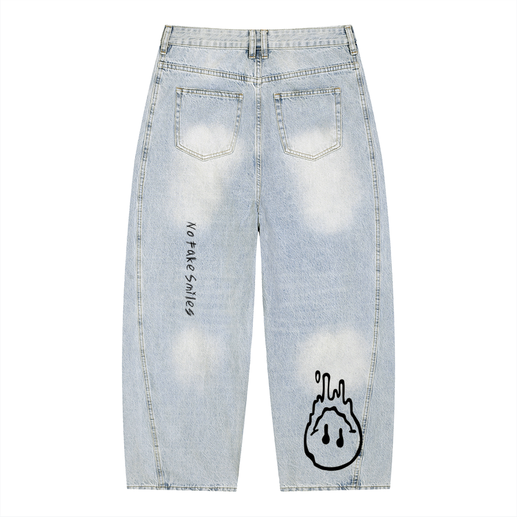 Vintage Wash Sunfade Barrel Leg Jeans
