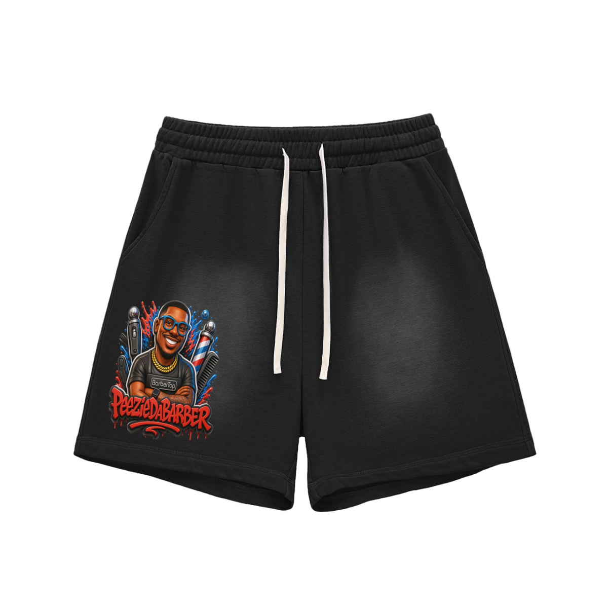 Sun Fade Raw Edge Cotton Shorts