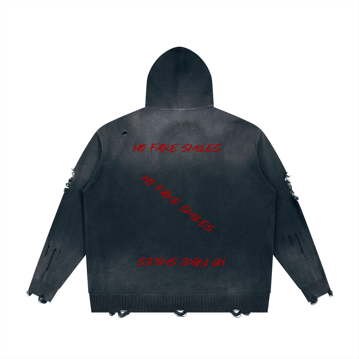 Unisex Distressed Full"Mystery Zip" Sweater