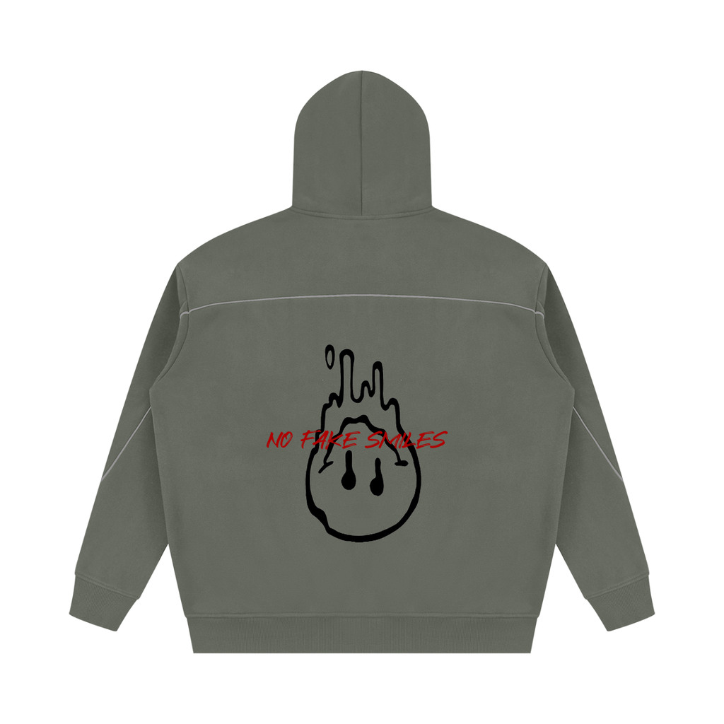 Piping Fleece"Red Letter Droopy" Oversized Hoodie