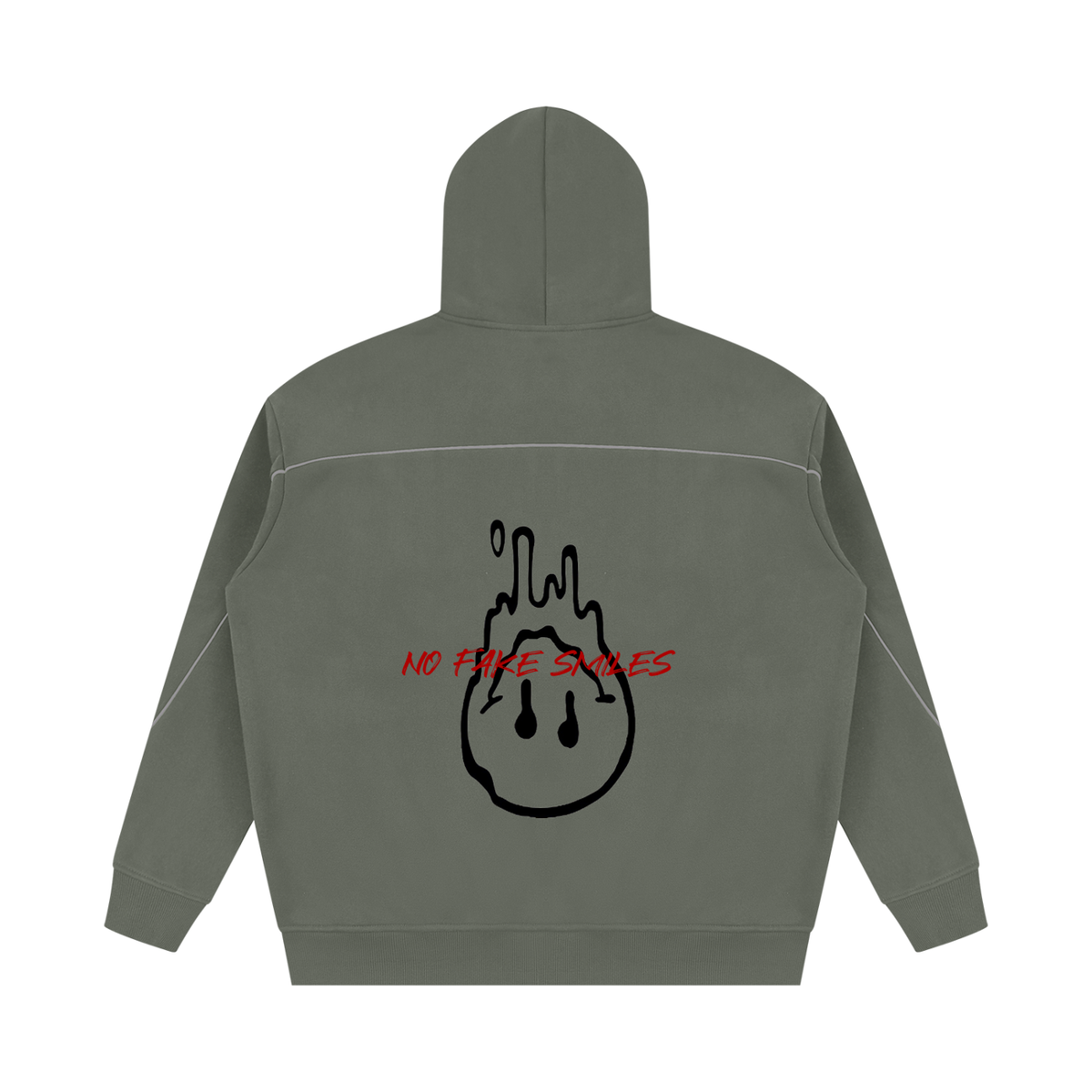 Piping Fleece"Red Letter Droopy" Oversized Hoodie