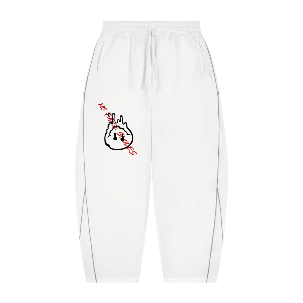 Unisex Piping Fleece Barrel Leg Sweatpants