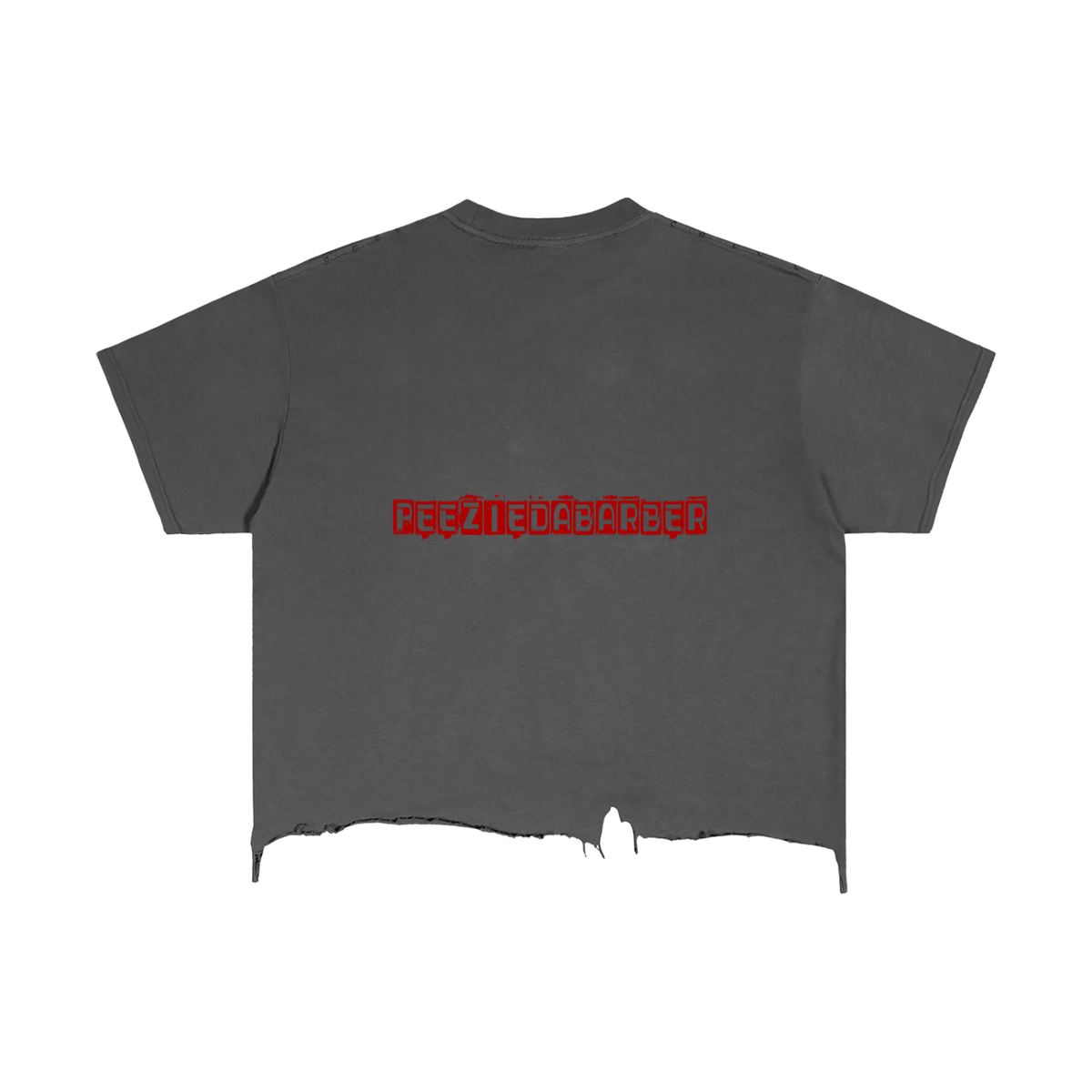 "PeezieDaBarber"Vintage Wash Boxy Distressed Hem T-Shirt