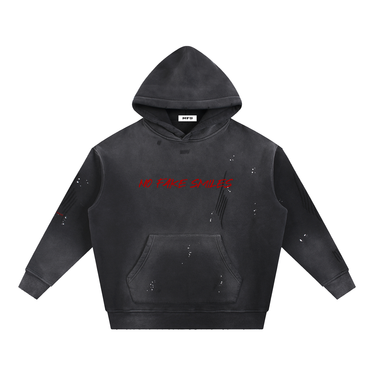 Vintage Washed Frayed "Droopy"Fleece Hoodie