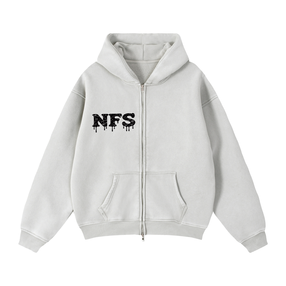 Zip-Through Boxy Fleece Hoodie