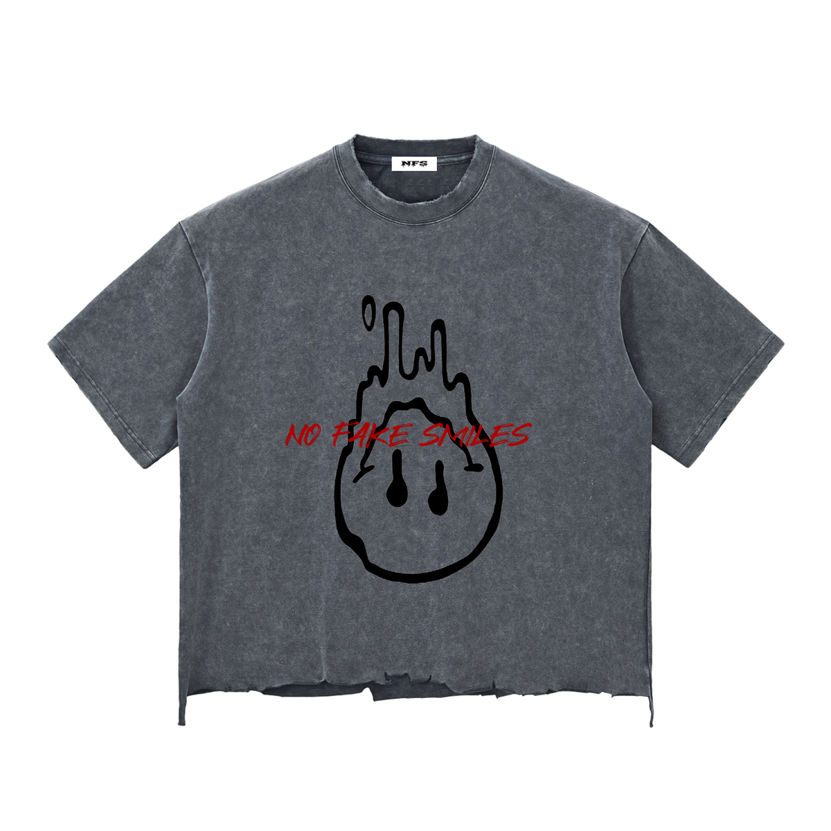 Snow Wash Raw-Hem Boxy"Droopy" T-shirt