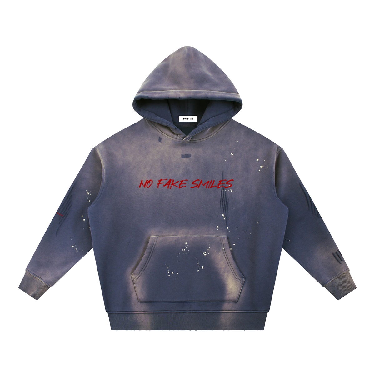 Vintage Washed Frayed "Droopy"Fleece Hoodie