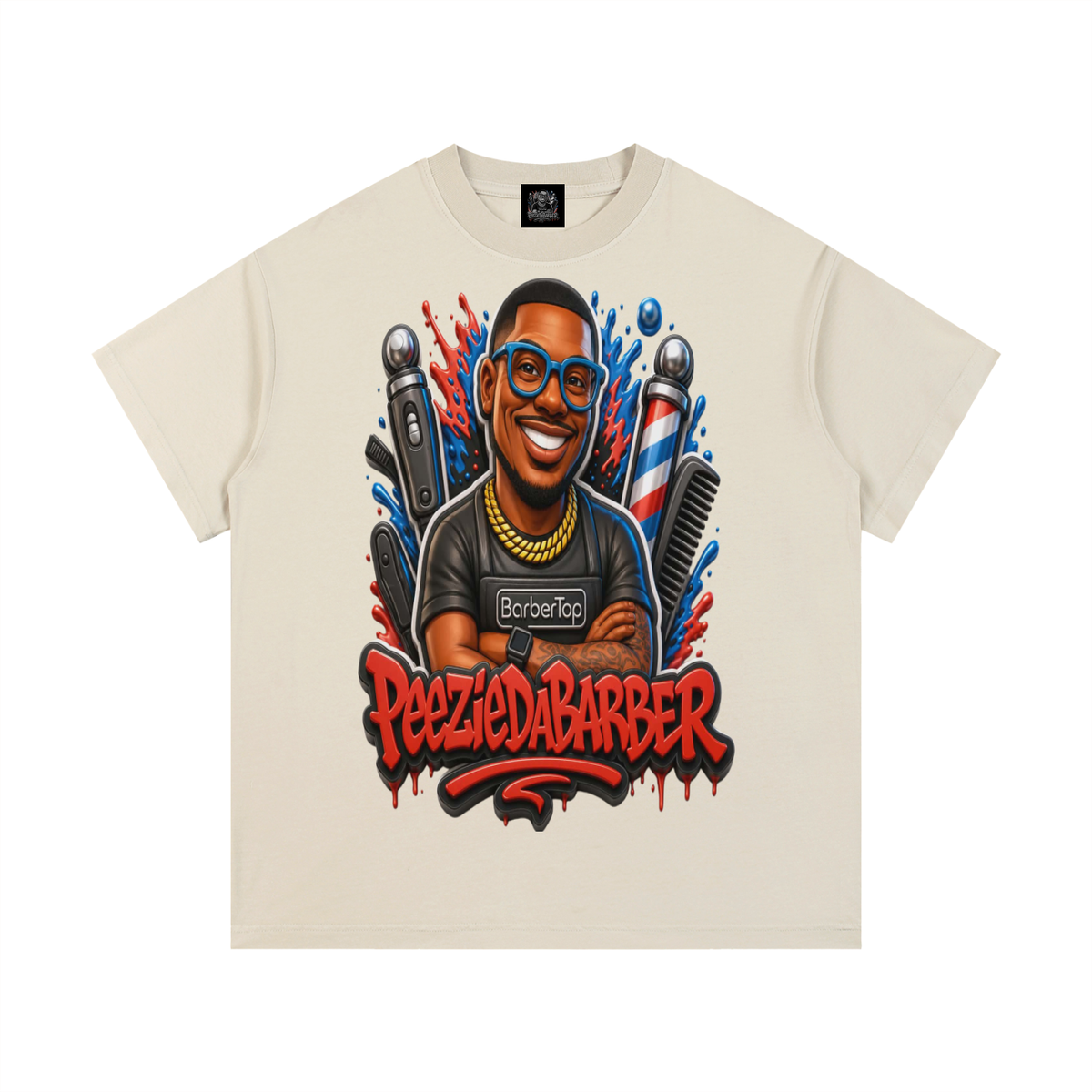 "PeezieDaBarber"Vintage Wash Cotton T-Shirt