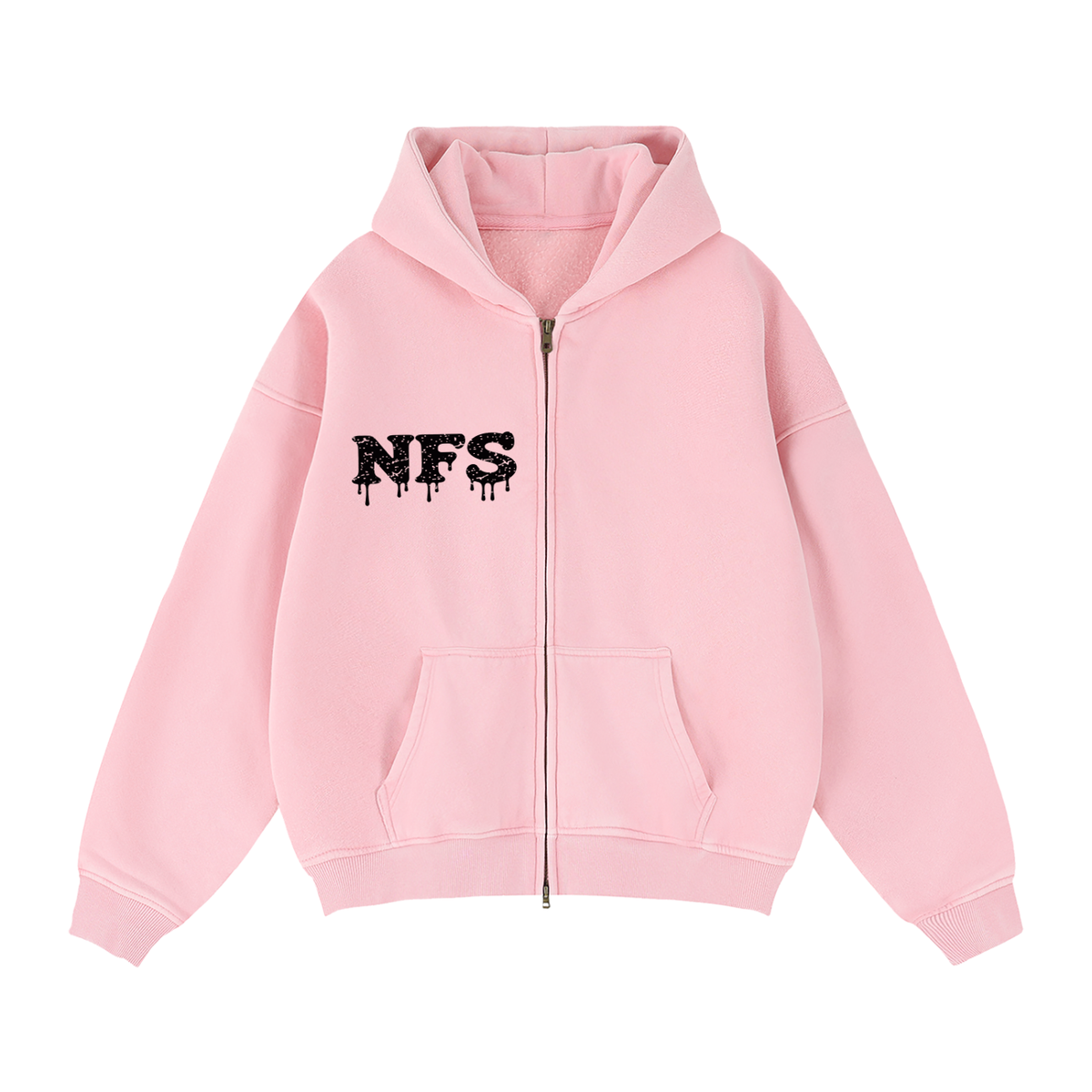 Zip-Through Boxy Fleece Hoodie