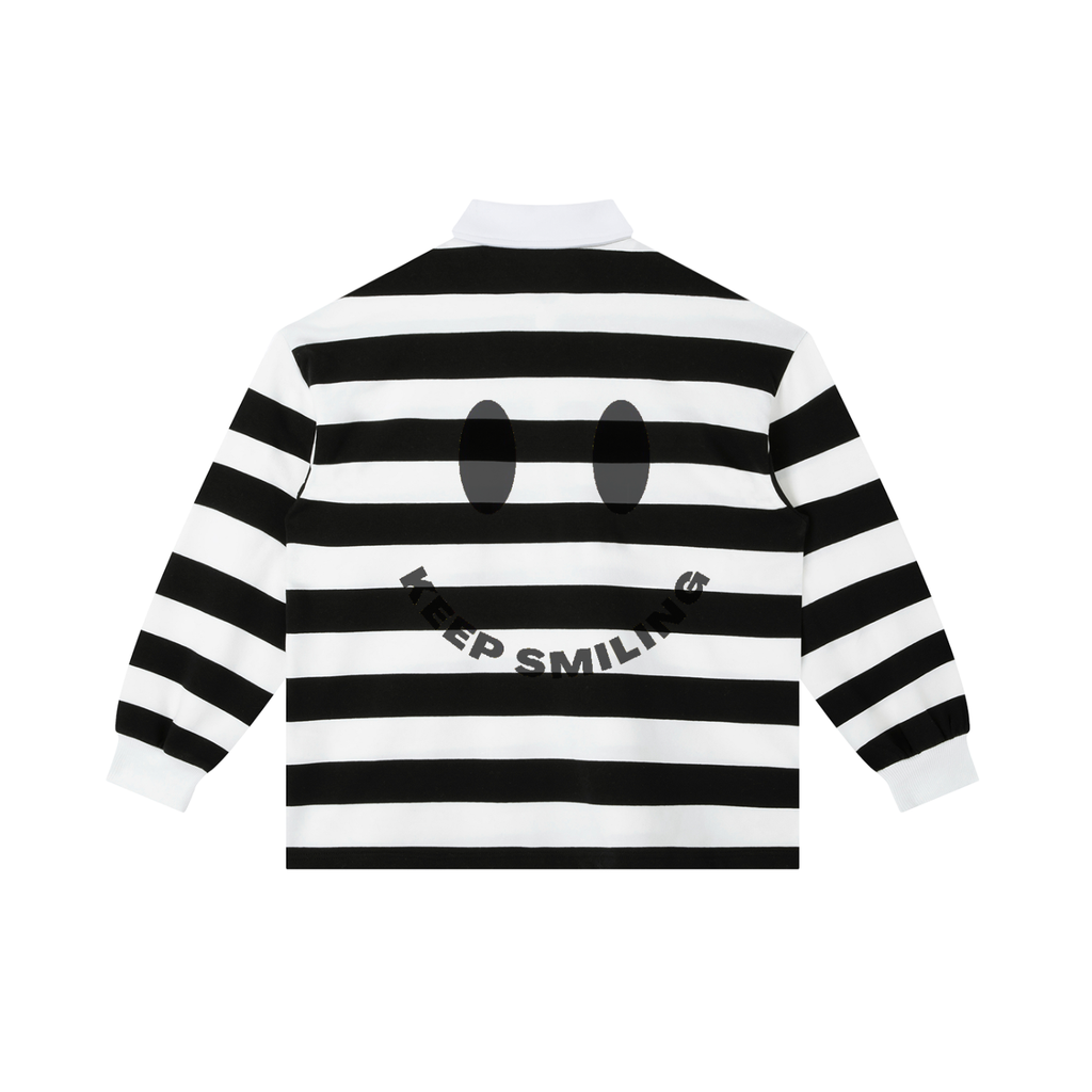 Color Block "Keep Smiling" Stripe Polo