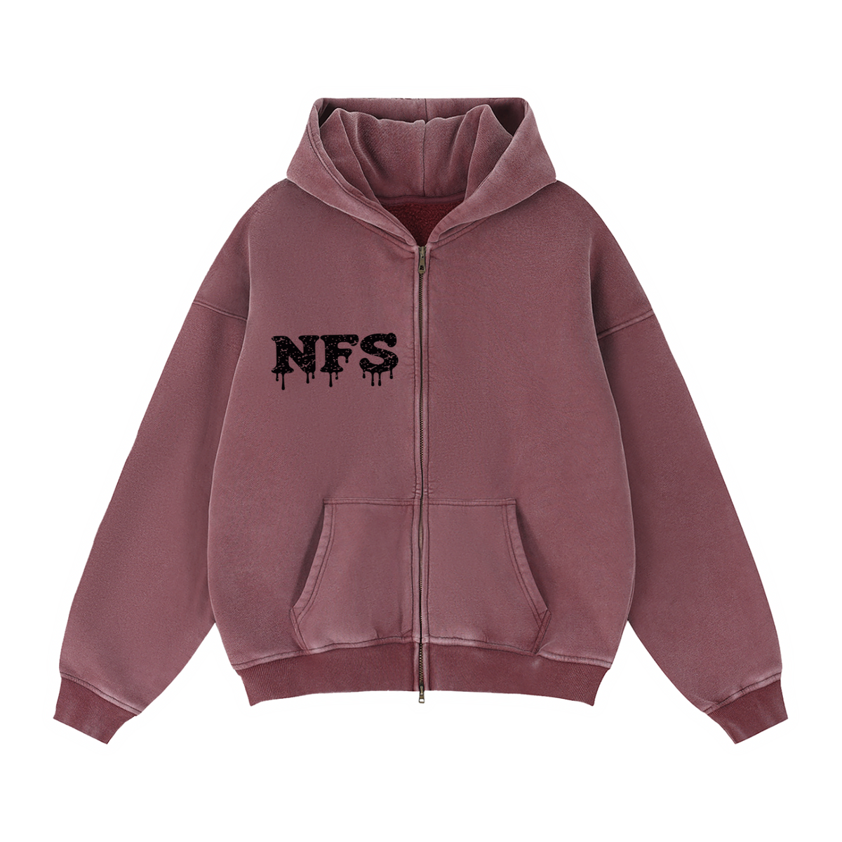 Zip-Through Boxy Fleece Hoodie