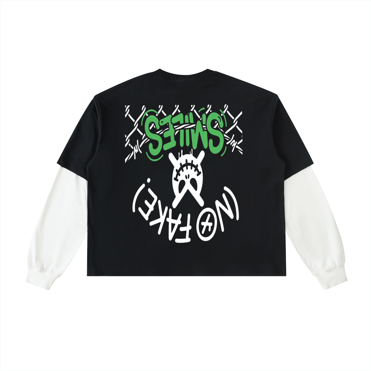 Layered Contrast Sleeve Cotton T-Shirt