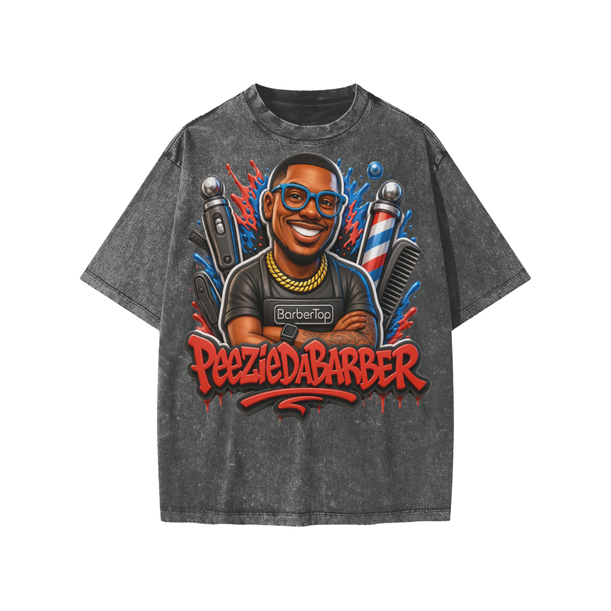 "PeezieDaBarber"Snow Washed Kids' T-Shirt