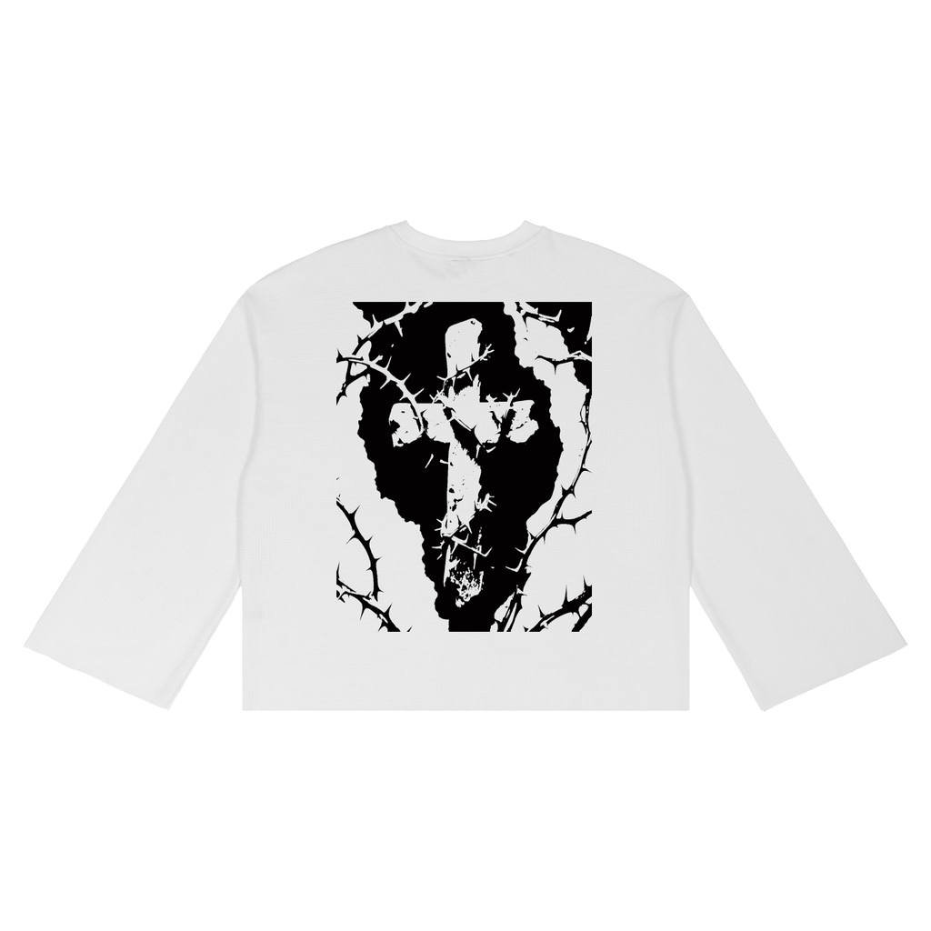 Waffle Raw Edge"Cross" T-Shirt