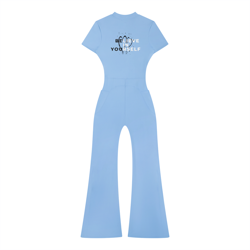 Women’s Tight Flared Leg Quarter-Zip Jumpsuit