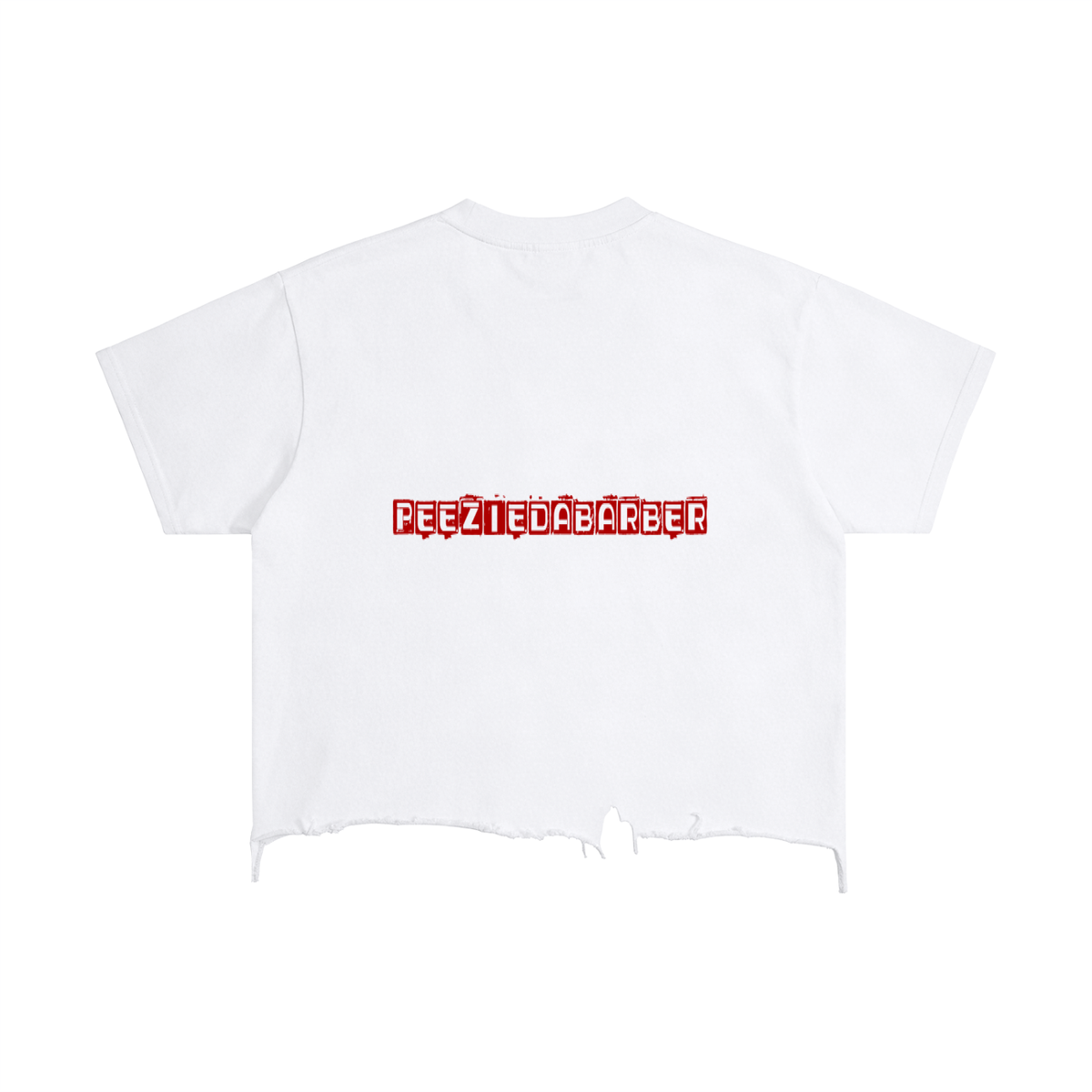 "PeezieDaBarber"Vintage Wash Boxy Distressed Hem T-Shirt