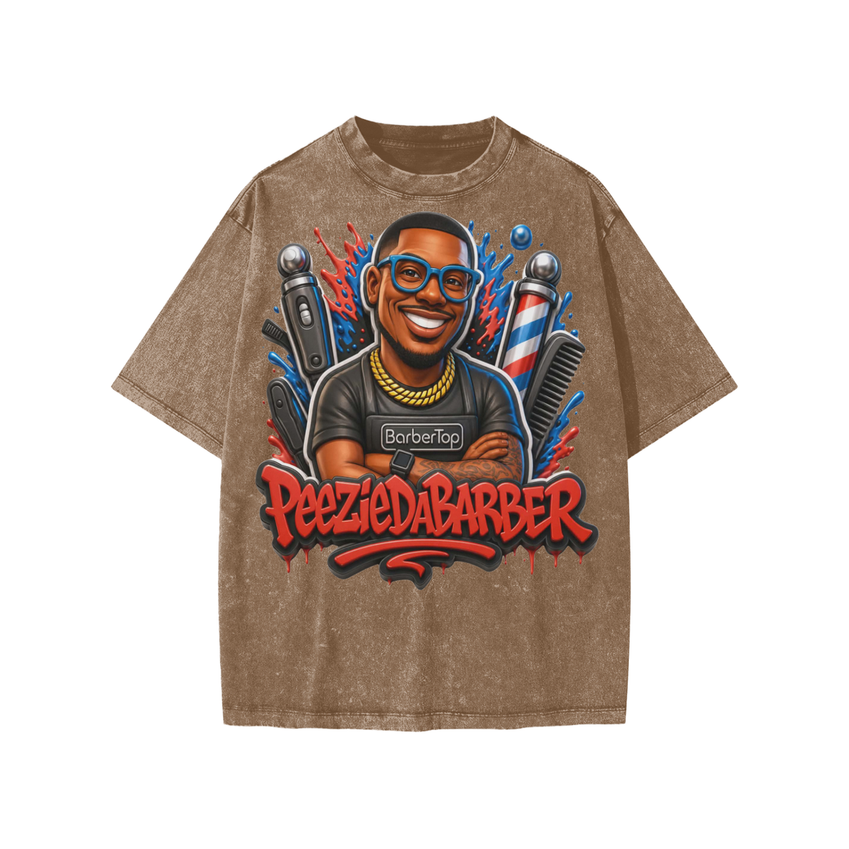 "PeezieDaBarber"Snow Washed Kids' T-Shirt