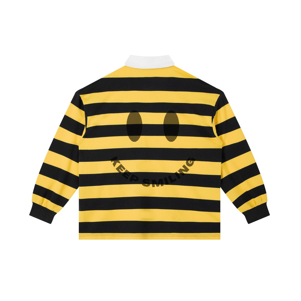 Color Block "Keep Smiling" Stripe Polo