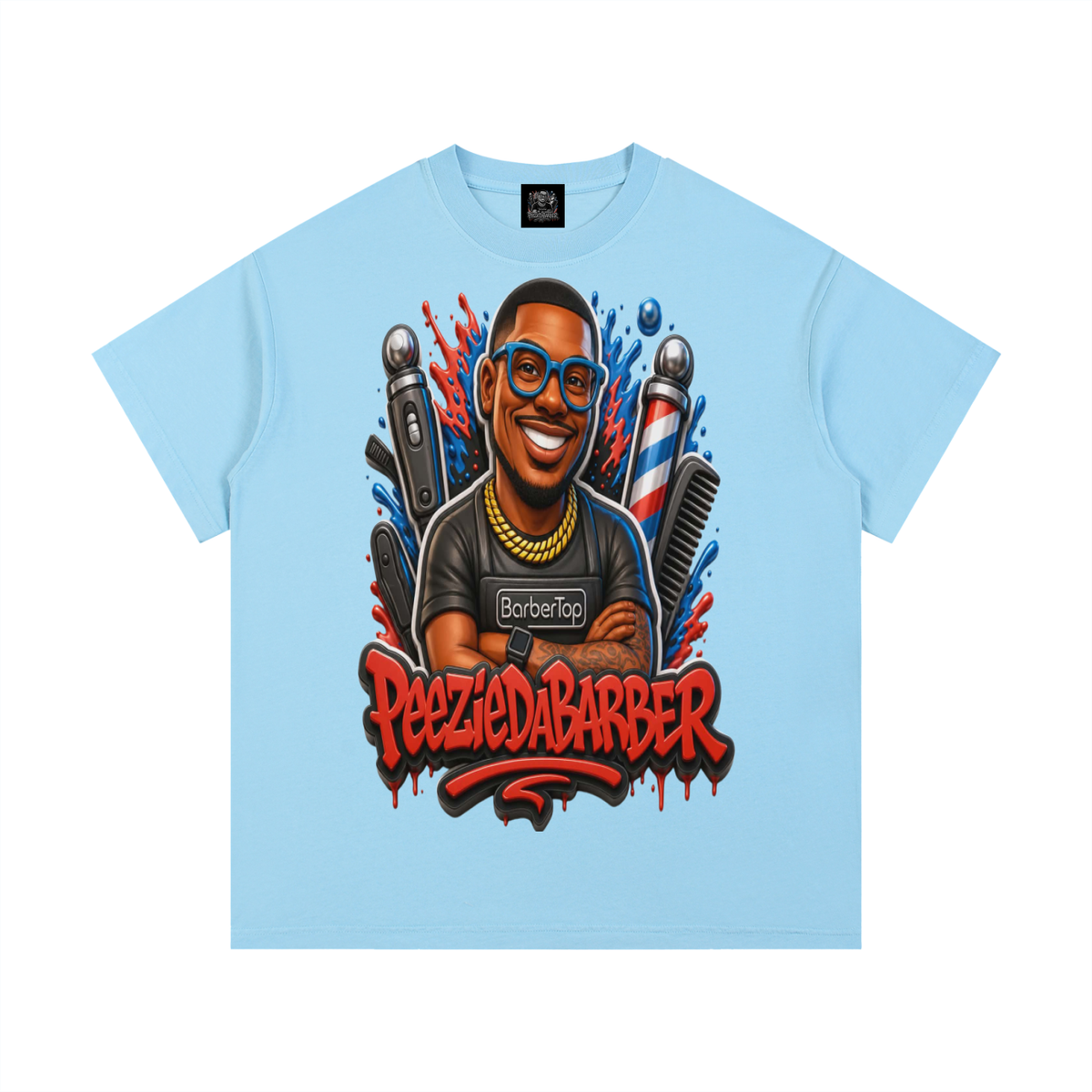"PeezieDaBarber"Vintage Wash Cotton T-Shirt