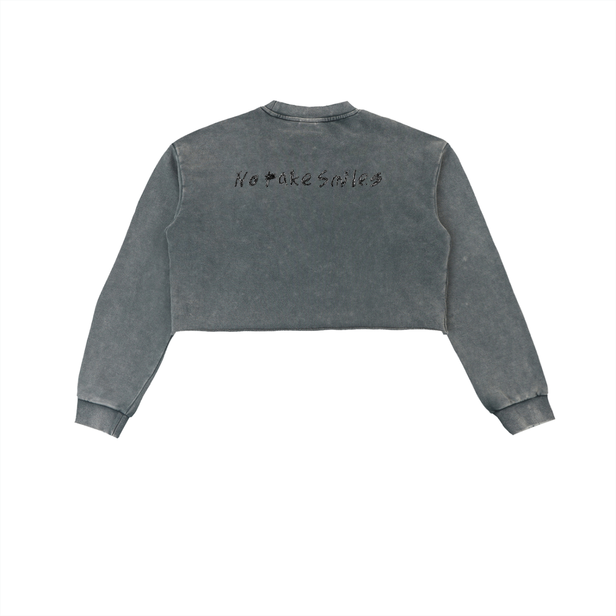Snow Washed"Keep Smiling "Cropped Sweatshirt