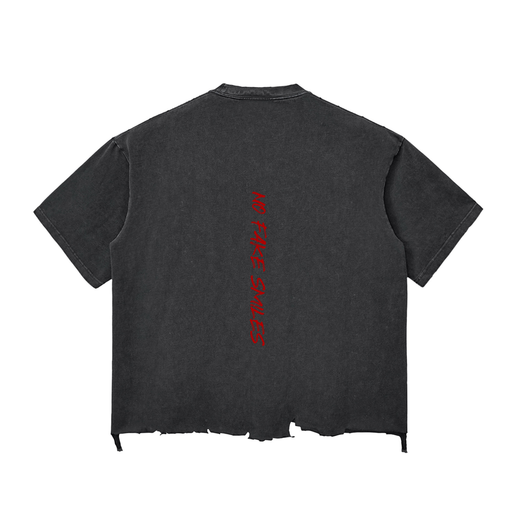 Snow Wash Raw-Hem Boxy"Droopy" T-shirt