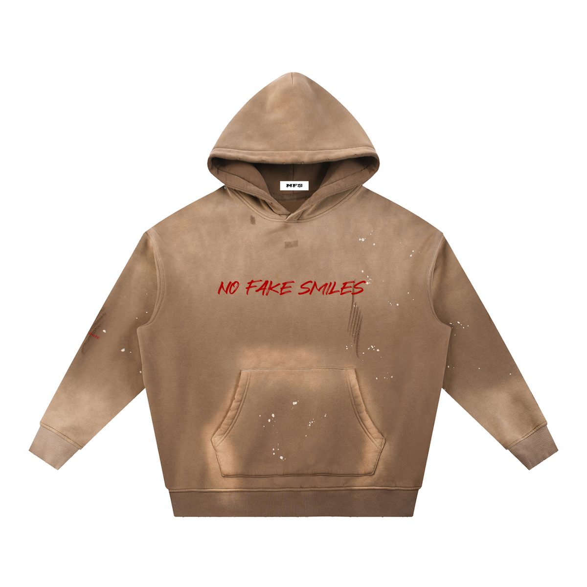 Vintage Washed Frayed "Droopy"Fleece Hoodie
