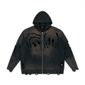 Unisex Distressed Full"Mystery Zip" Sweater