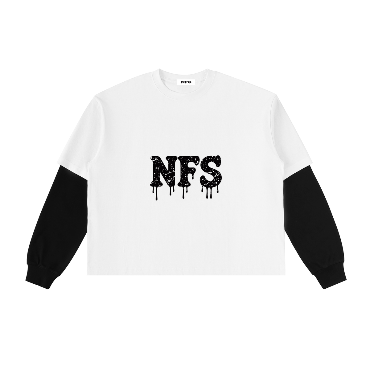 Layered Contrast Sleeve Cotton T-Shirt