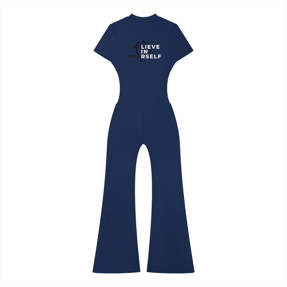 Women’s Tight Flared Leg Quarter-Zip Jumpsuit