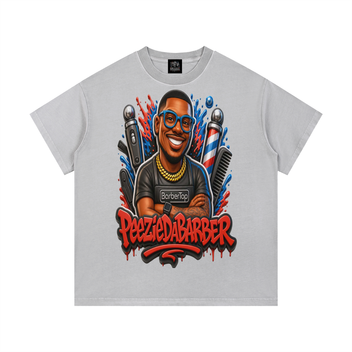 "PeezieDaBarber"Vintage Wash Cotton T-Shirt