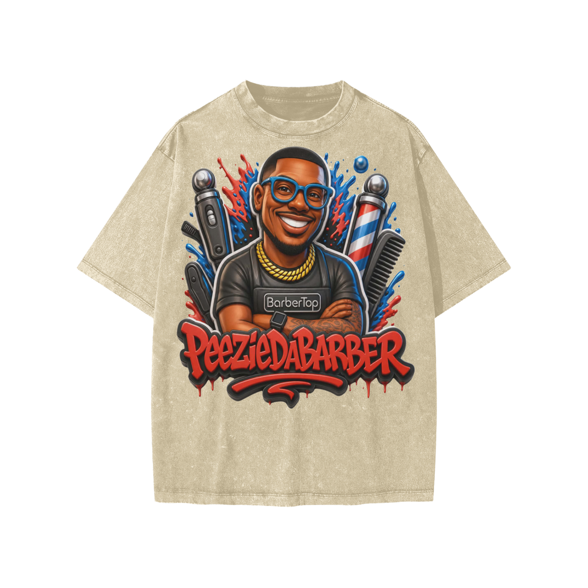 "PeezieDaBarber"Snow Washed Kids' T-Shirt