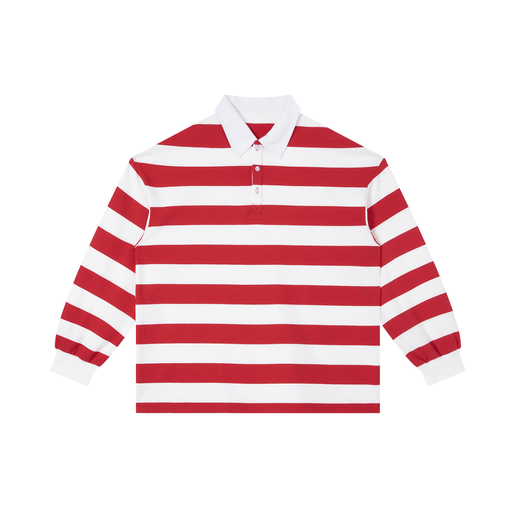 Color Block"Droopy Red" Stripe Polo