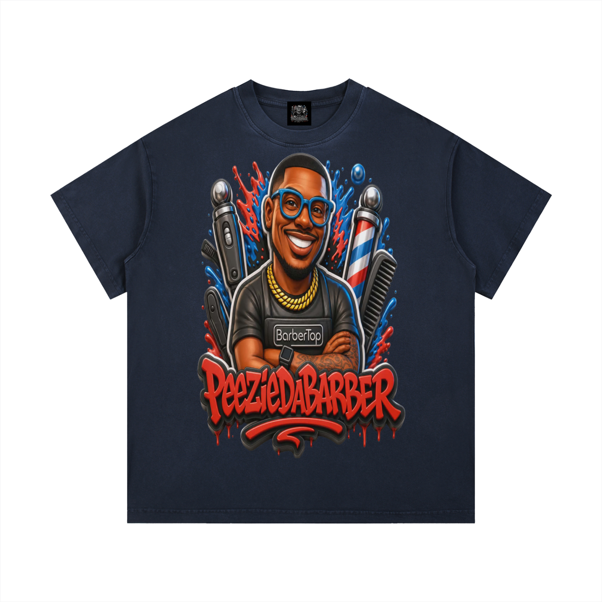 "PeezieDaBarber"Vintage Wash Cotton T-Shirt